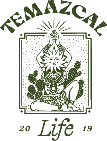 Temazcal Life. Natural goods for self-care rituals. Logo with temazcal icon.